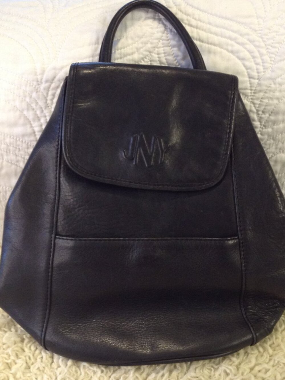 VTG '90 Leather Jones NY Mini Backpack purse Minimalist Collegiate Academic Chic